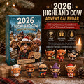 Highland Cow Advent Calendar 2026 with 24 Collectible Figurines