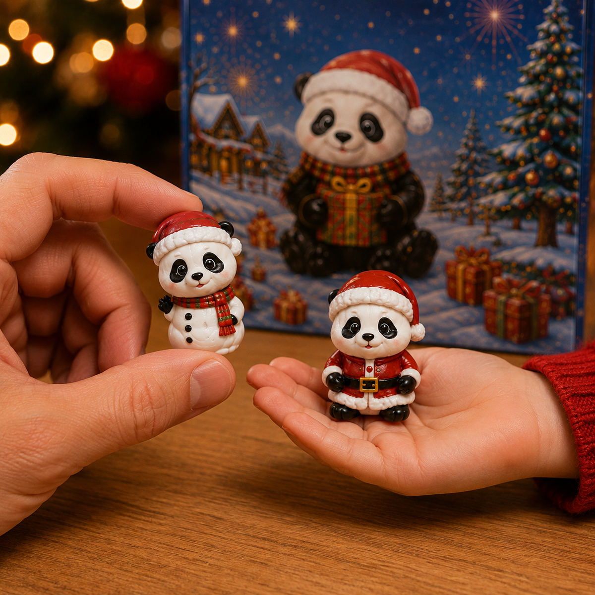 Panda figurine size shown in hand