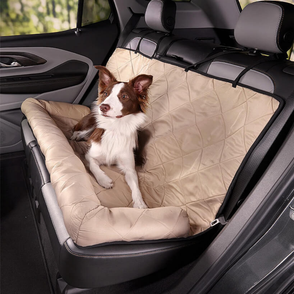 Dog Car Seat Bed - Bolster Design, Three Harness Attachments