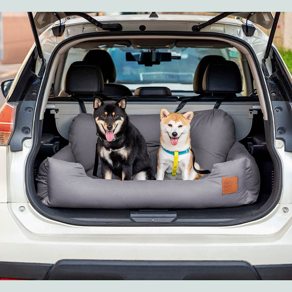 Dog Car Seat Bed - Bolster Design, Three Harness Attachments