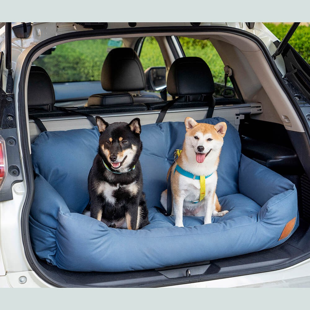 Dog Car Seat Bed - Bolster Design, Three Harness Attachments