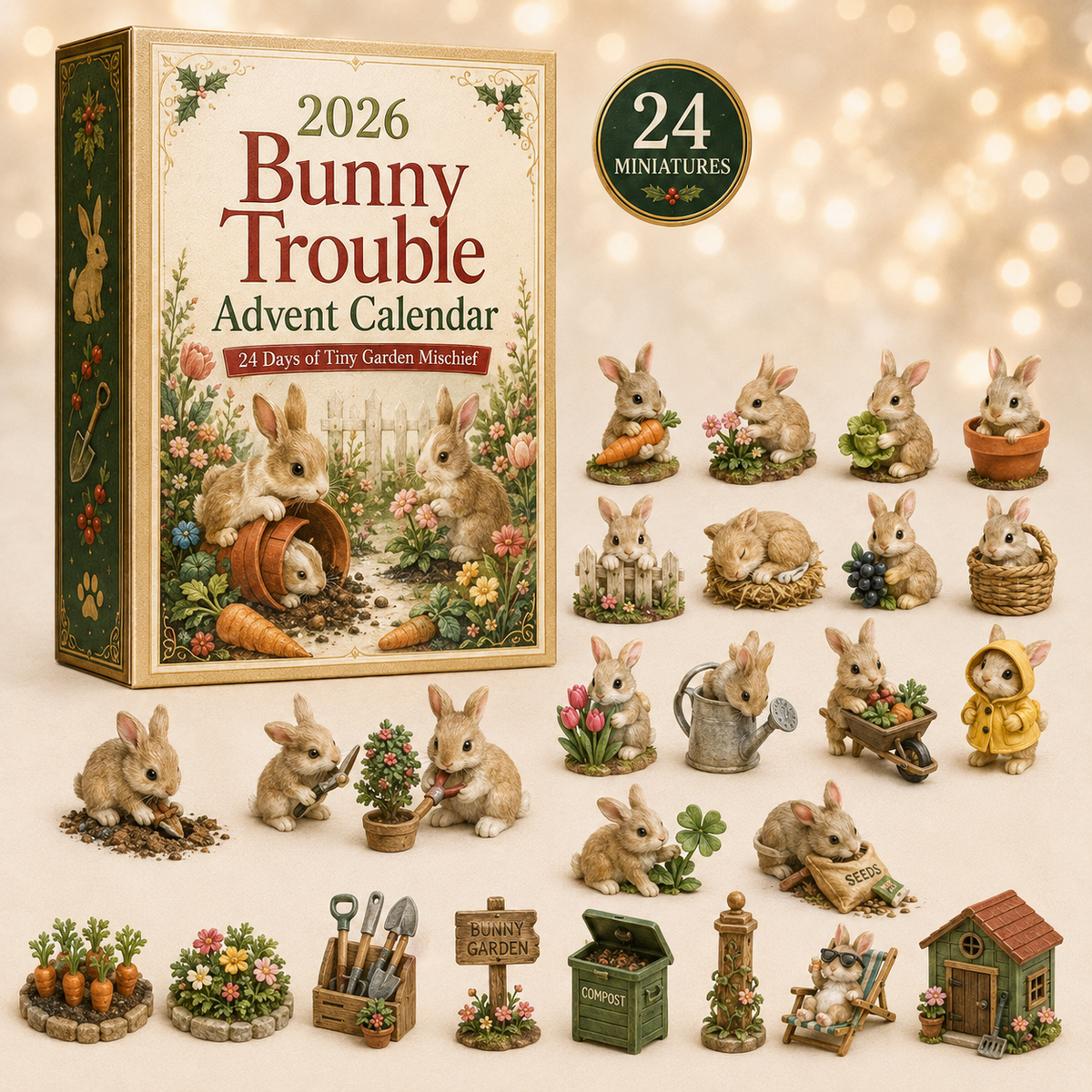 Bunny Advent Calendar 2026 with 24 Collectible Figurines