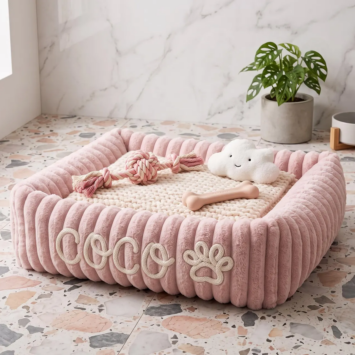 Personalized Fluffy Cloud Cat Bed with Soft Bolsters