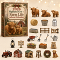 Highland Cow Farm Life Advent Calendar 2026 with 24 Figurines