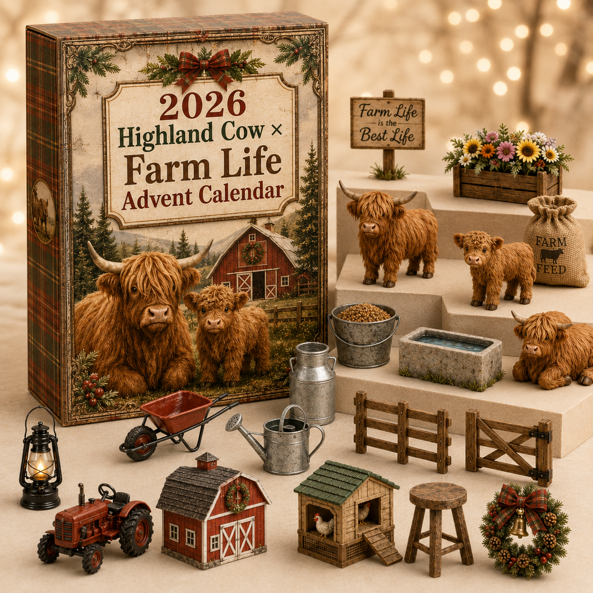 Highland cow farm advent calendar Christmas gift