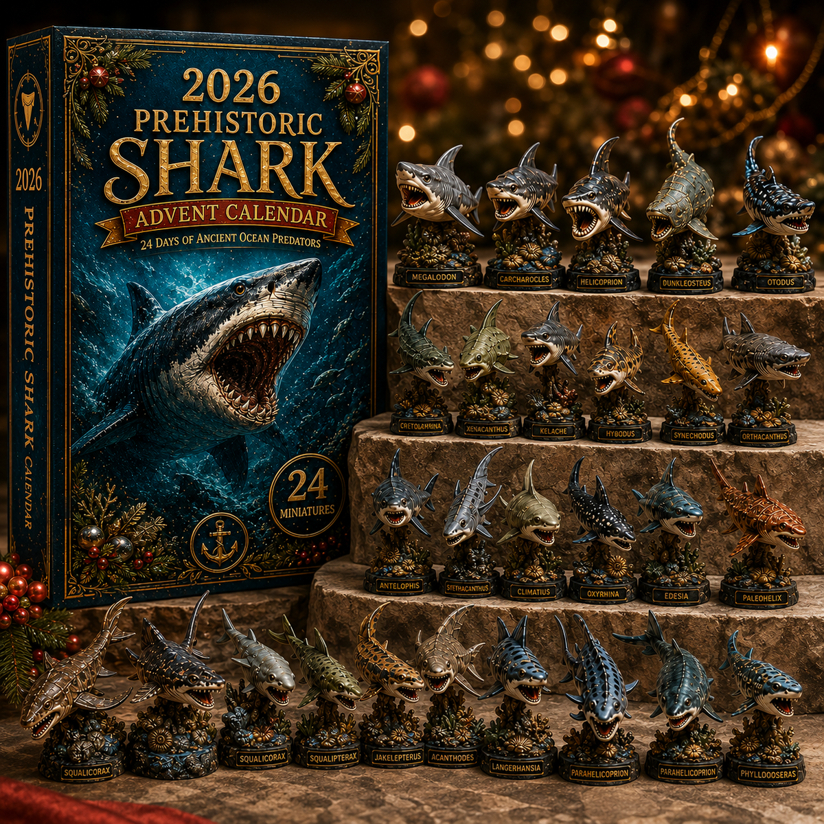 Shark advent calendar with 24 numbered doors