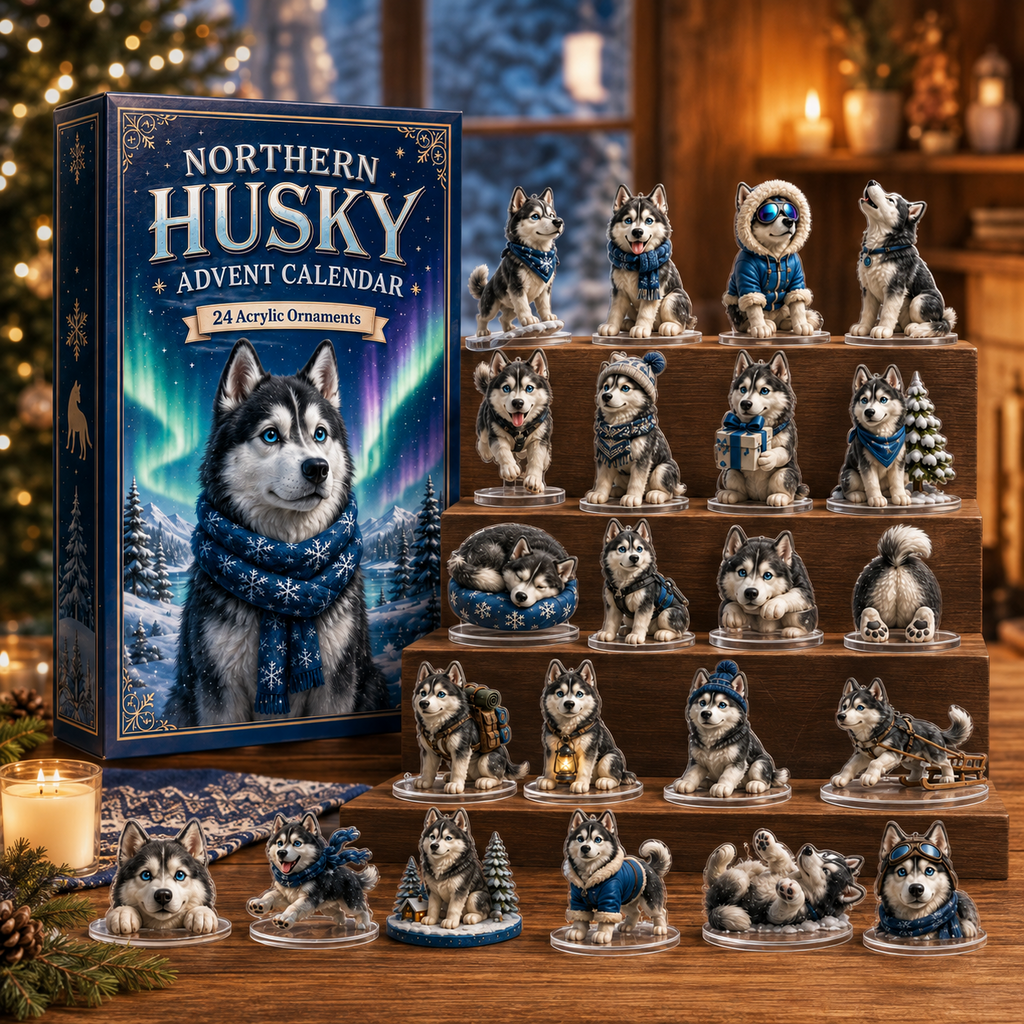 Collectible husky figurines from the advent calendar