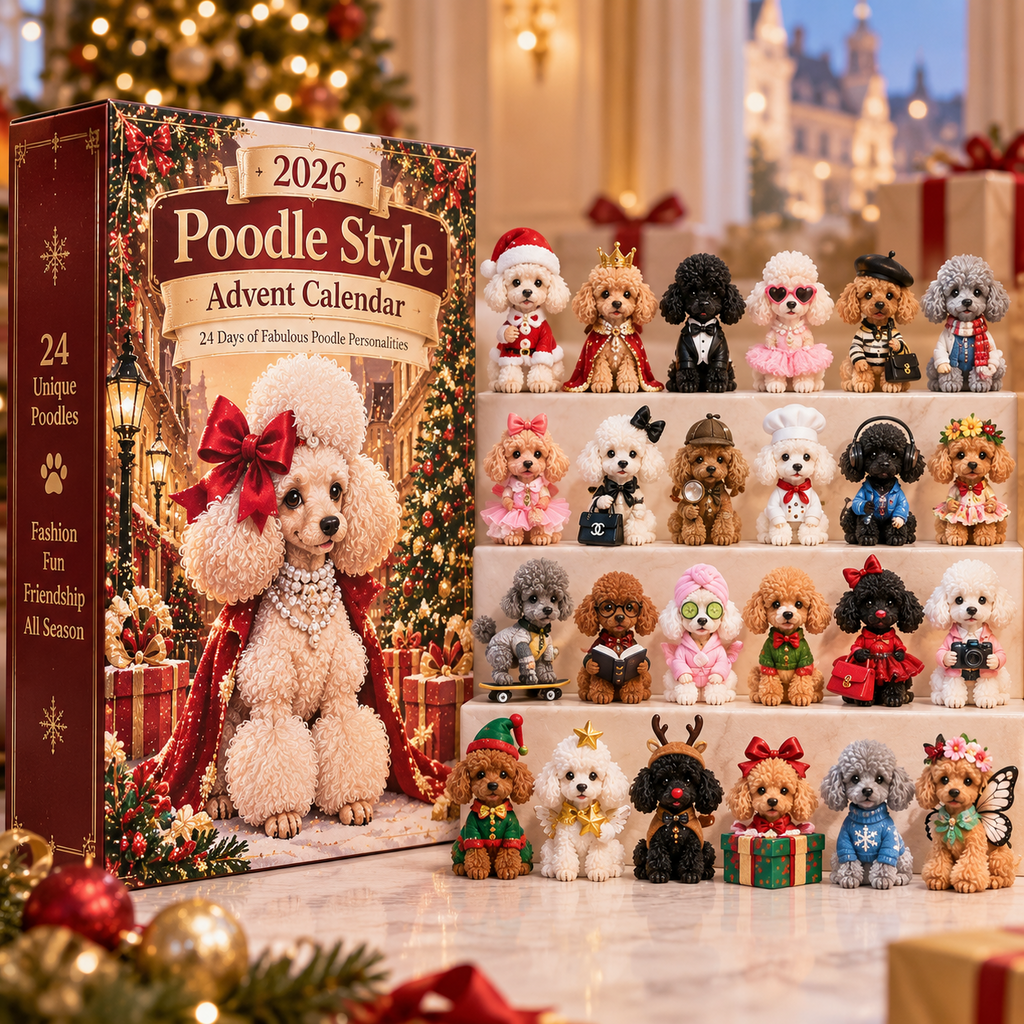 Poodle Advent Calendar 2026 with 24 Collectible Figurines