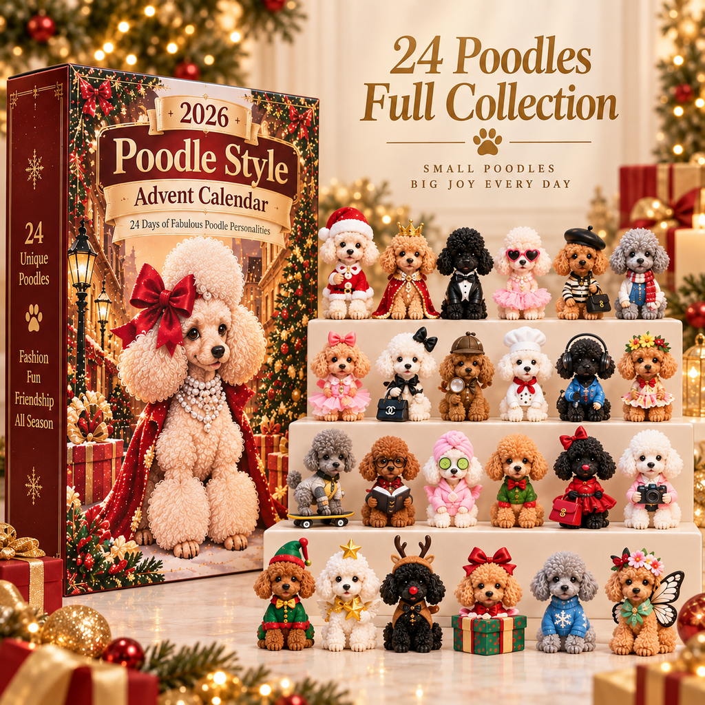 Collectible poodle figurines from the advent calendar