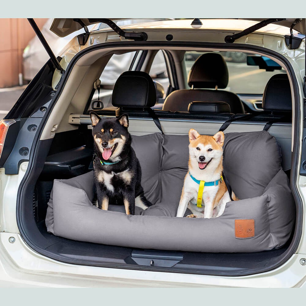 Dog Car Seat Bed - Bolster Design, Three Harness Attachments