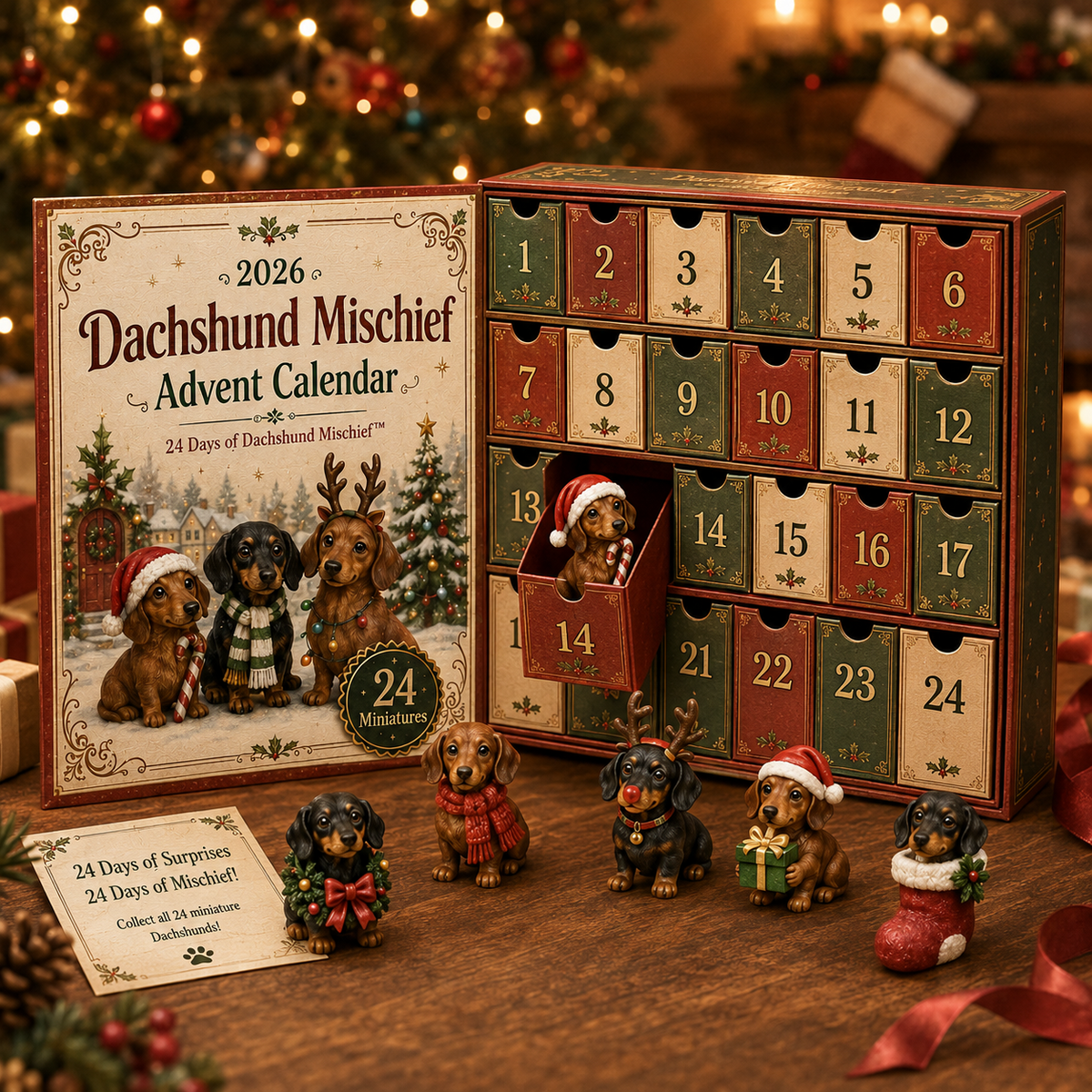 2026 Dachshund Mischief Advent Calendar - 24 Days of Festive Doxie Surprises for Holiday Countdown 4
