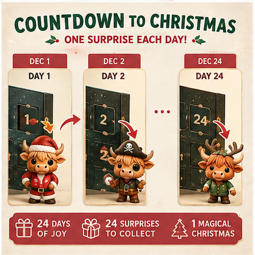 2026 Highland Cow Advent Calendar | 24 Unique Collectible Figurines for Festive Holiday Fun 3