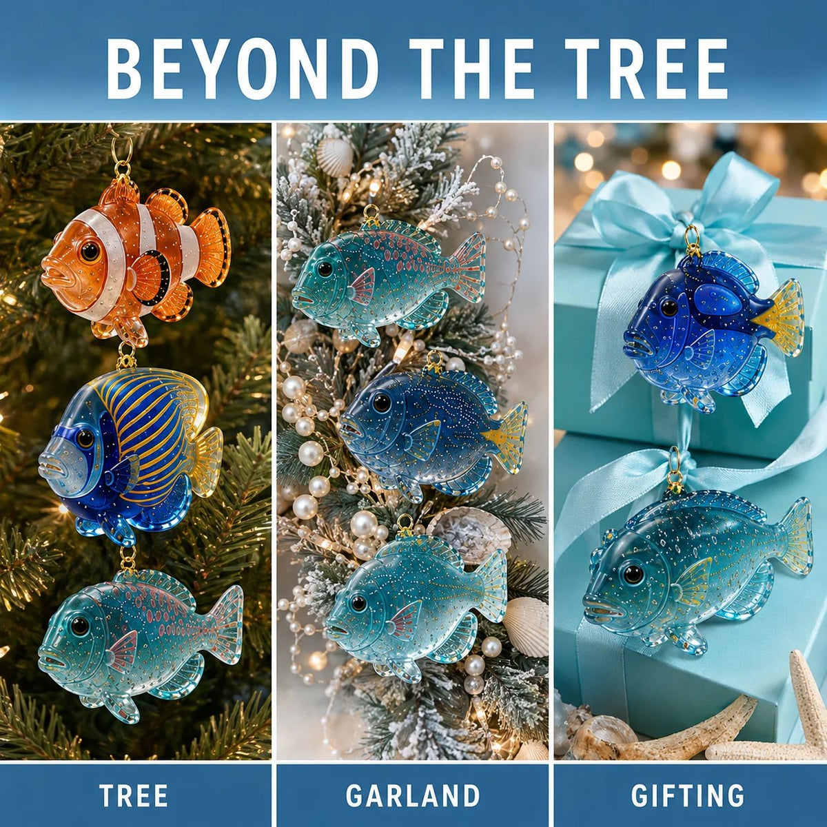 2026 Sea Glass Ocean Fish Advent Calendar – 24 Handcrafted Coastal Ornaments for Christmas Decor 4