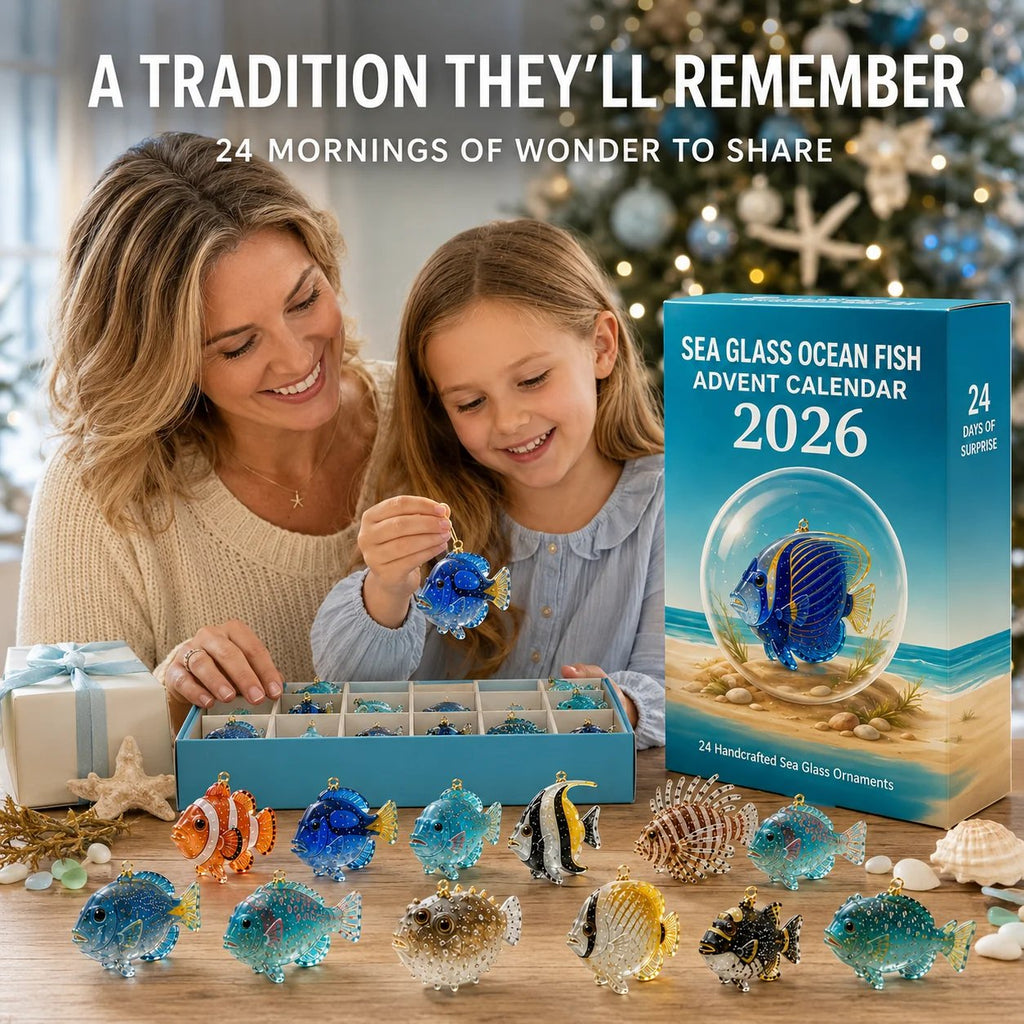 2026 Sea Glass Ocean Fish Advent Calendar – 24 Handcrafted Coastal Ornaments for Christmas Decor 5