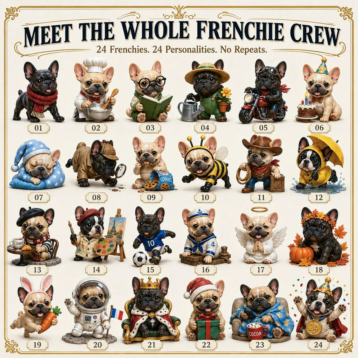 24-Day French Bulldog Christmas Advent Calendar - Collect Unique Frenchie Characters with Daily Holiday Surprises 1