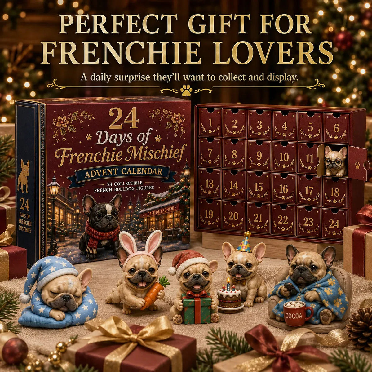 24-Day French Bulldog Christmas Advent Calendar - Collect Unique Frenchie Characters with Daily Holiday Surprises 3