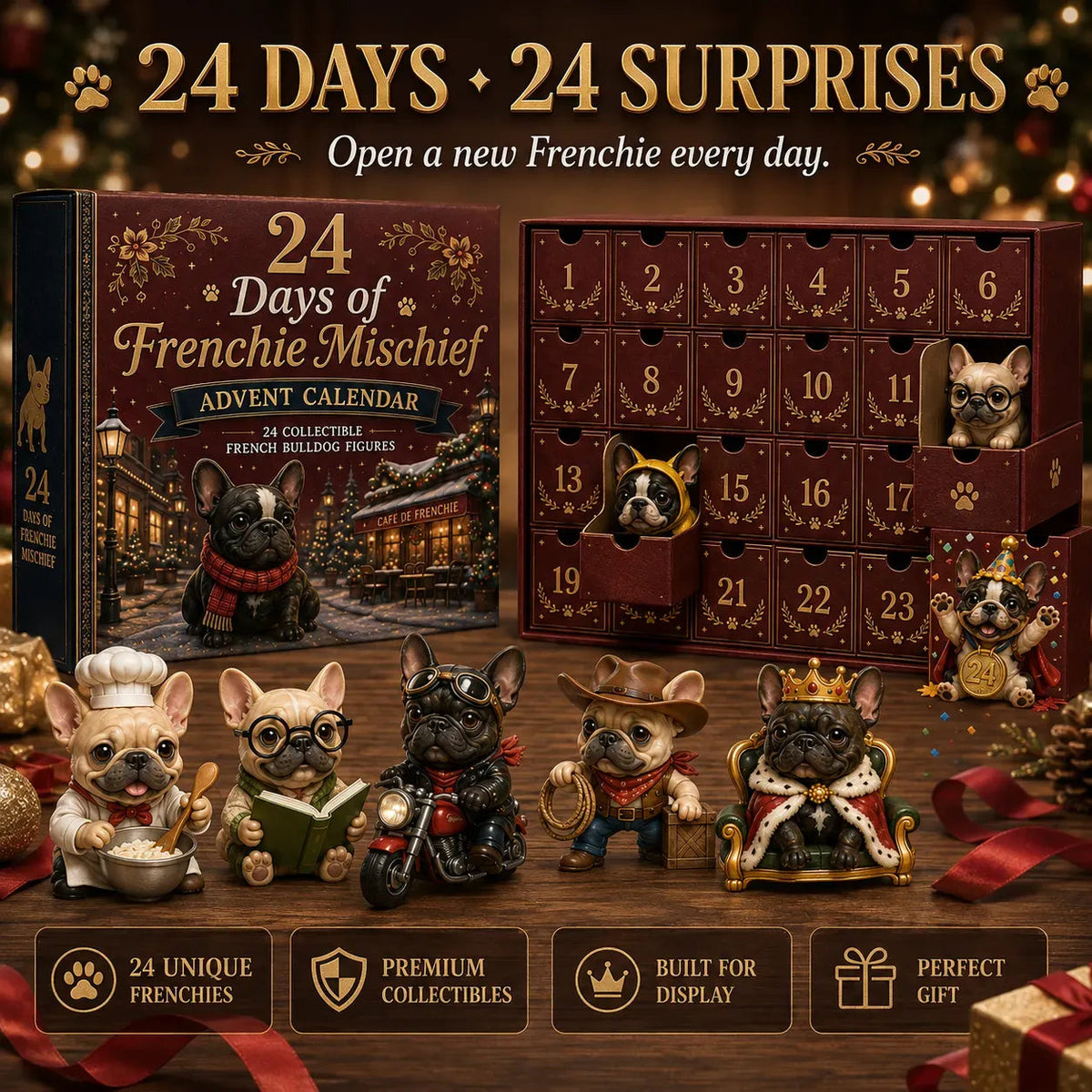 24-Day French Bulldog Christmas Advent Calendar - Collect Unique Frenchie Characters with Daily Holiday Surprises 7