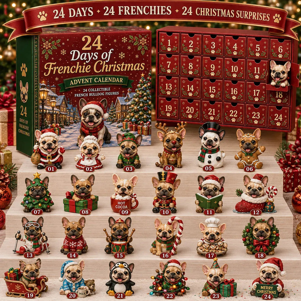24-Day French Bulldog Christmas Advent Calendar - Collect Unique Frenchie Characters with Daily Holiday Surprises 9