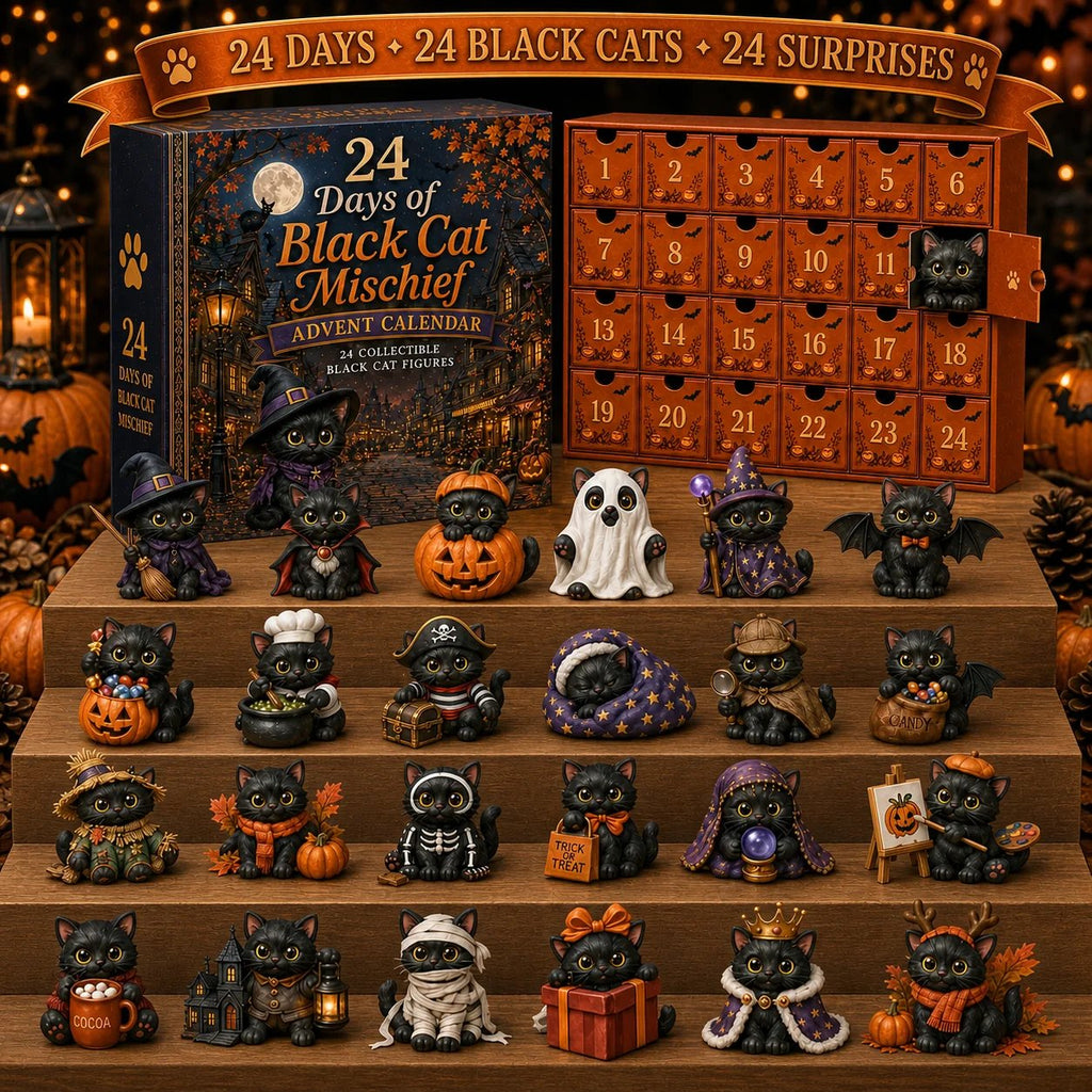 24 Days of Black Cat Mischief Advent Calendar | Halloween Collectible Figurines in Witch, Vampire & Ghost Costumes 5