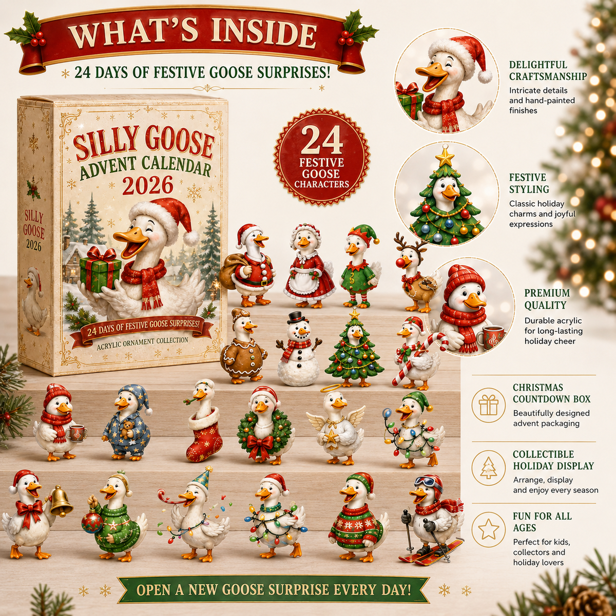 24 Days of Silly Goose Magic™ Christmas Advent Calendar 2026 - Festive Countdown with Daily Surprises 2