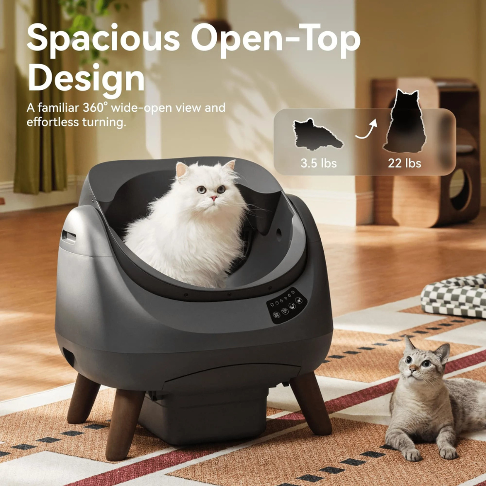 Open Self-Cleaning Litter Box for Multi-Cat Households – Automatic Waste Cleaning & Odor Control