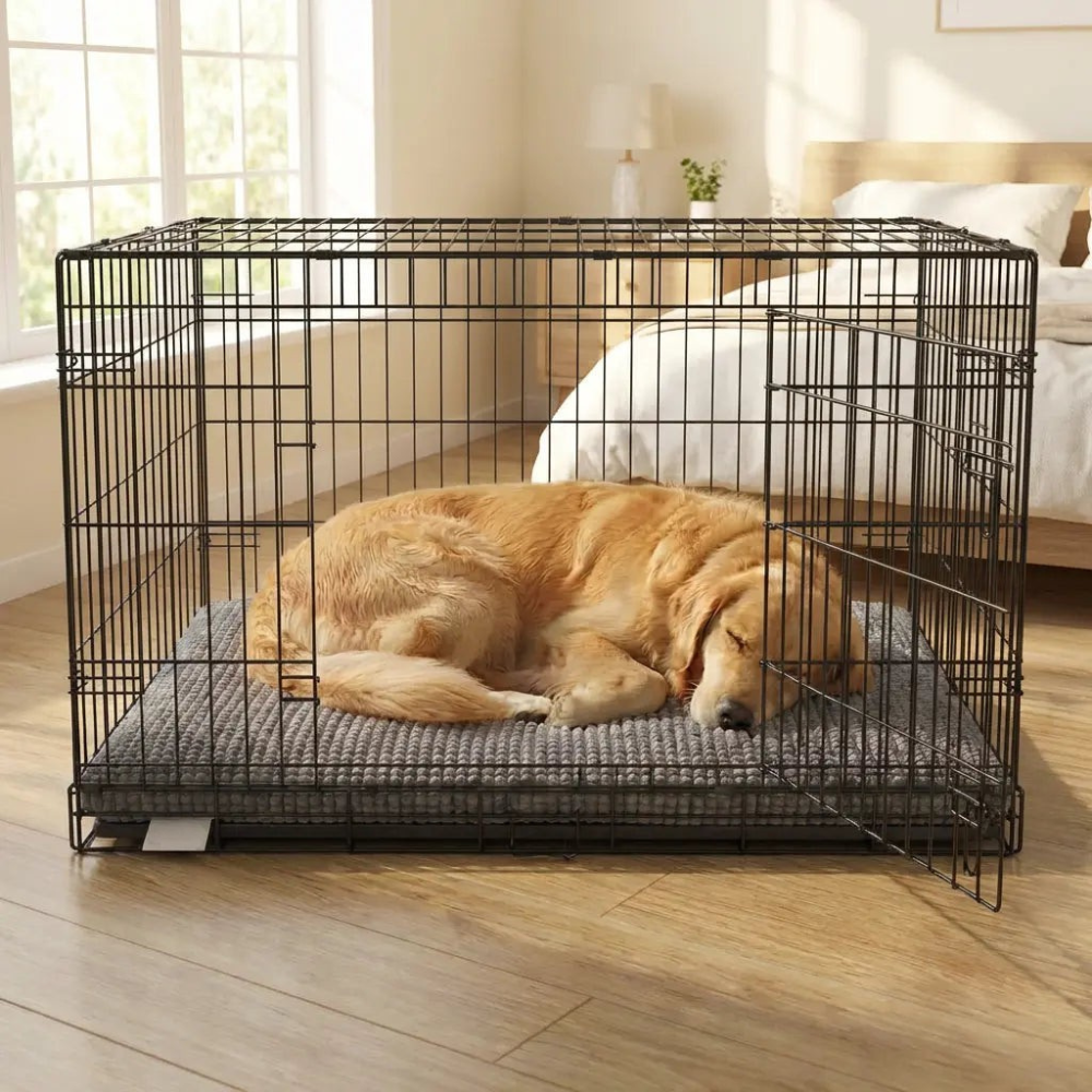 Dog Crate Bed - Memory Foam, Water-Resistant Chenille Cover