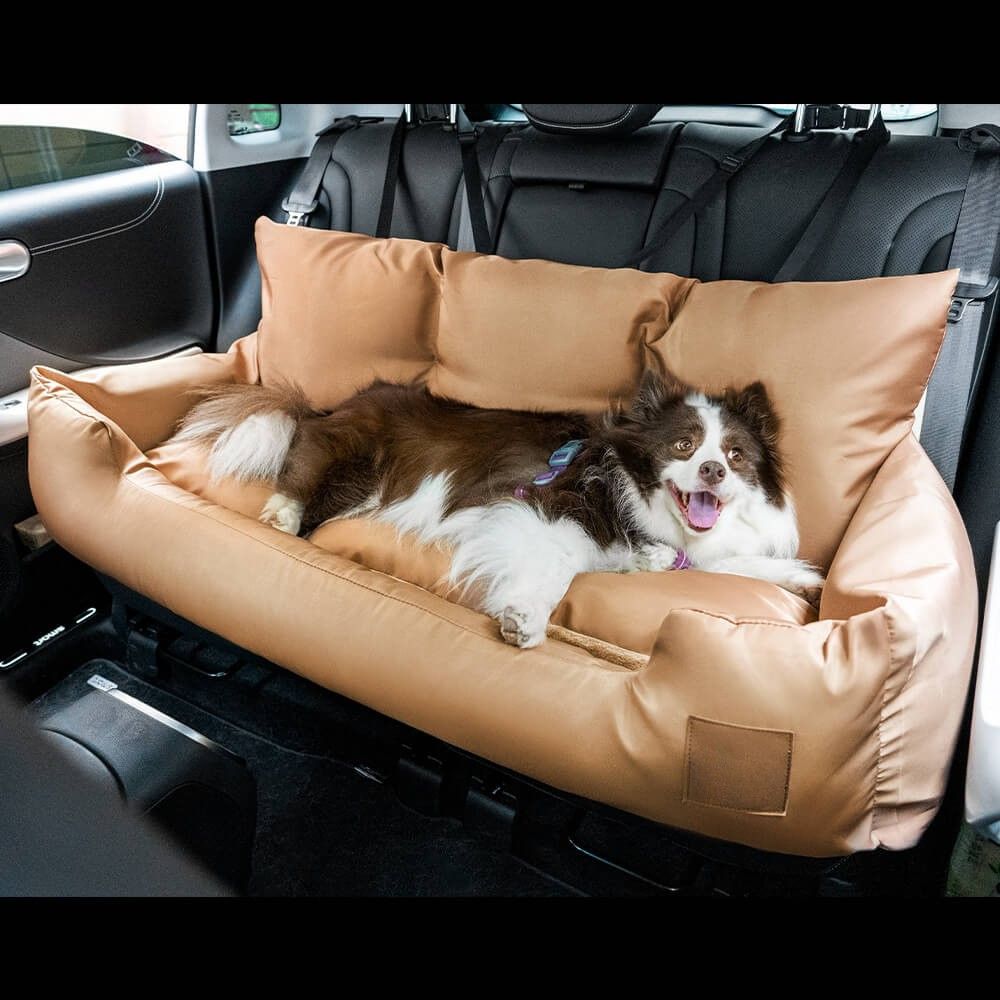 Dog Car Seat Bed - Bolster Design, Three Harness Attachments
