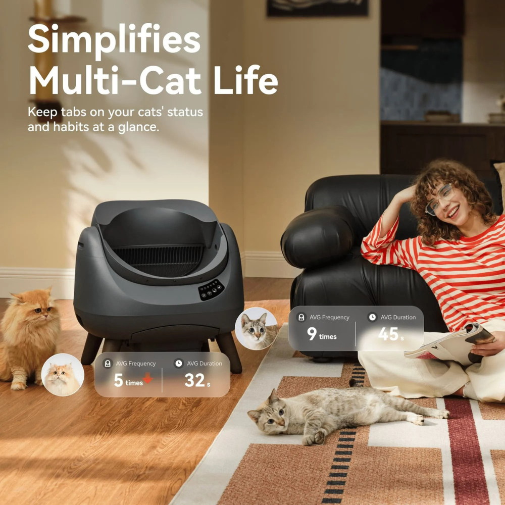 Open Self-Cleaning Litter Box for Multi-Cat Households – Automatic Waste Cleaning & Odor Control