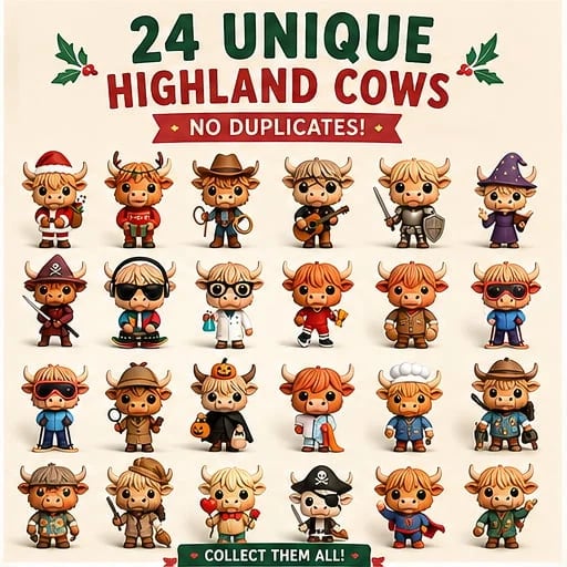 Highland cow advent calendar Christmas gift