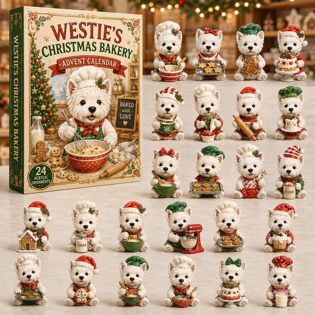 Westie Christmas Bakery Advent Calendar 2026 with 24 Figurines