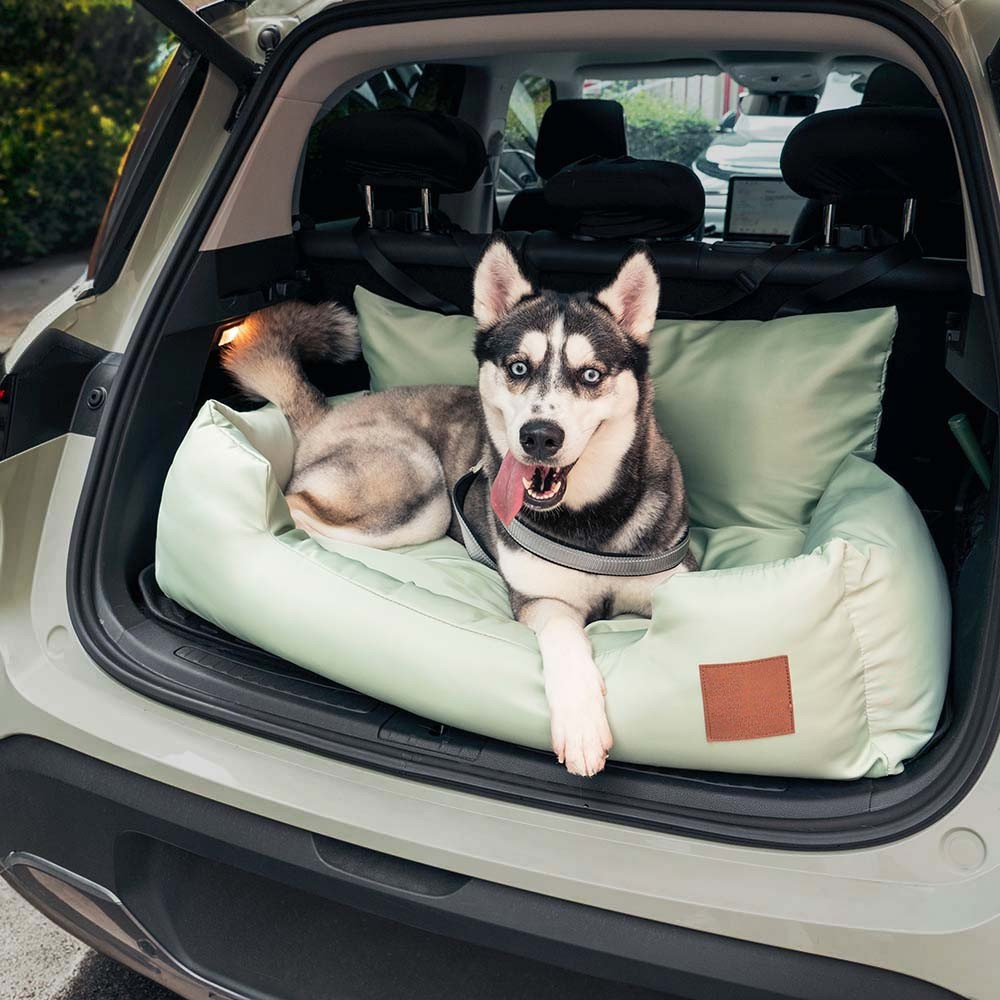 Dog Car Seat Bed - Bolster Design, Three Harness Attachments