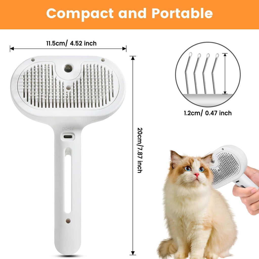 Pet Grooming Brush - Cool Mist, Soft Rubber-Coated Bristles