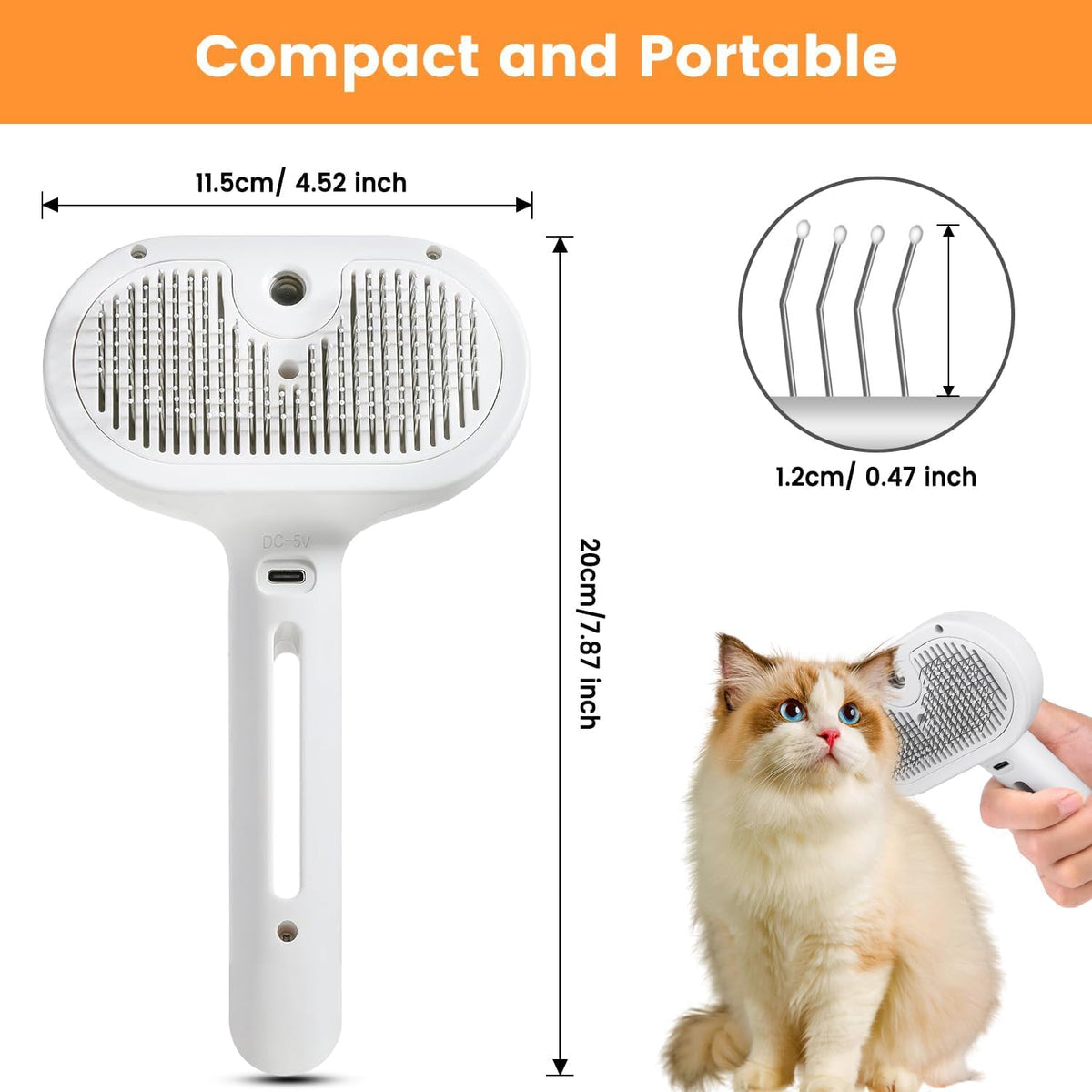 Pet Grooming Brush - Cool Mist, Soft Rubber-Coated Bristles