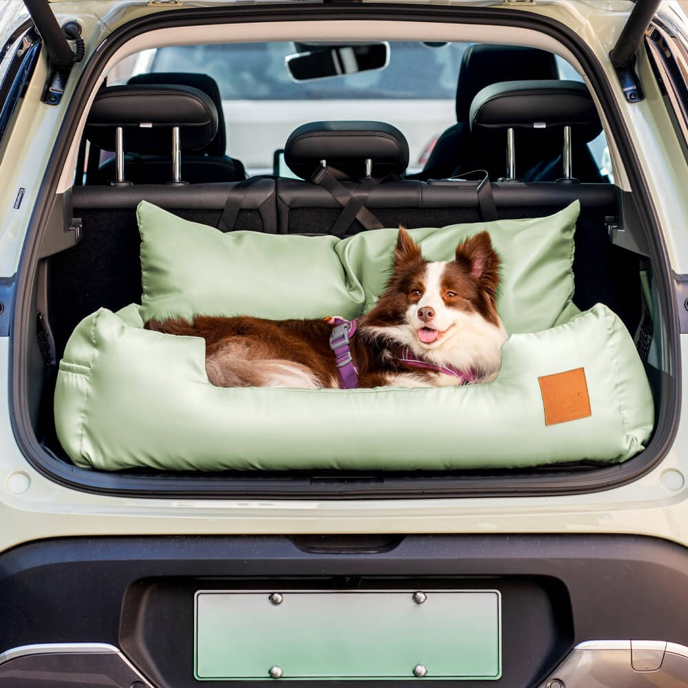 Dog Car Seat Bed - Bolster Design, Three Harness Attachments