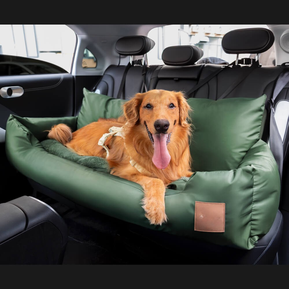 Dog Car Seat Bed - Bolster Design, Three Harness Attachments