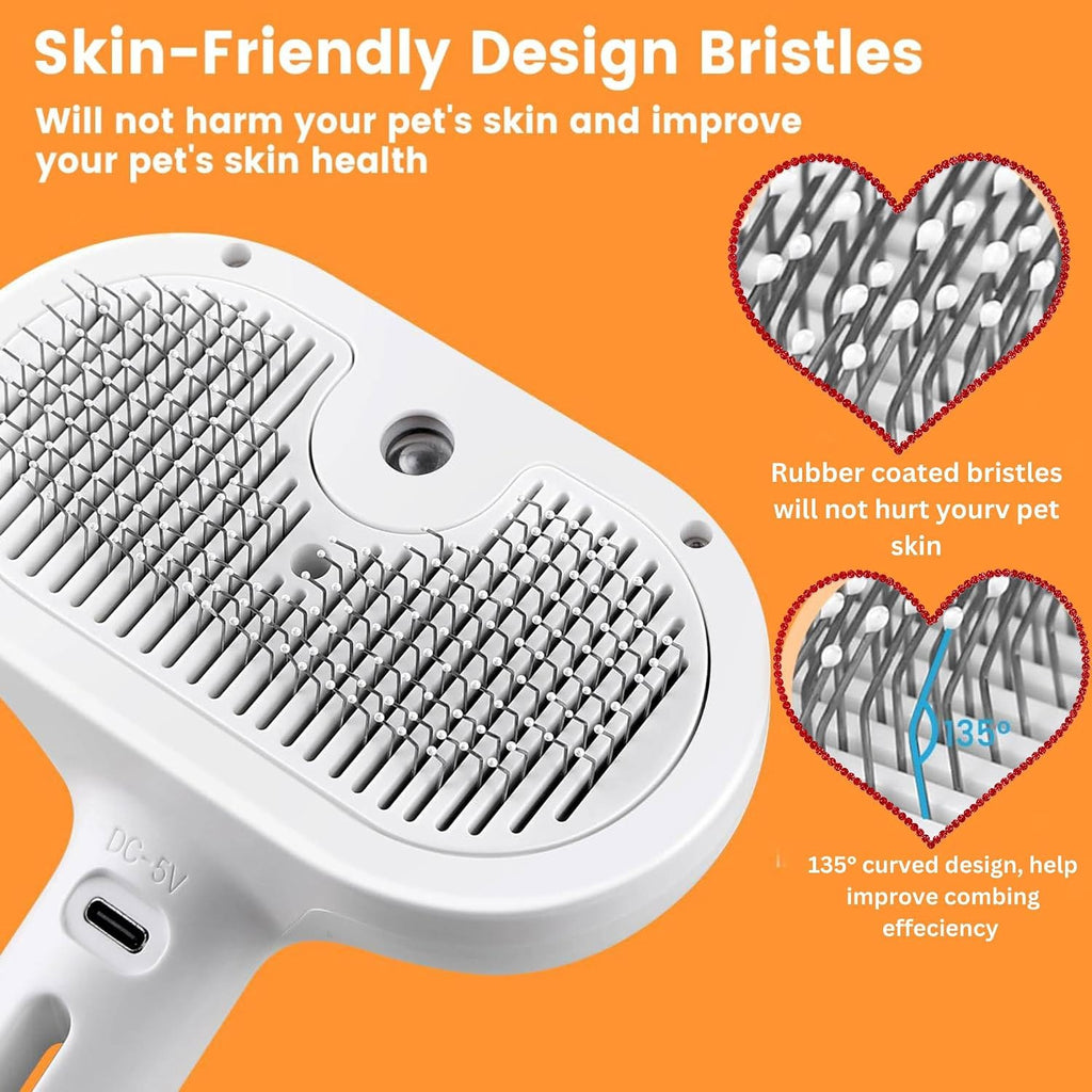 Pet Grooming Brush - Cool Mist, Soft Rubber-Coated Bristles