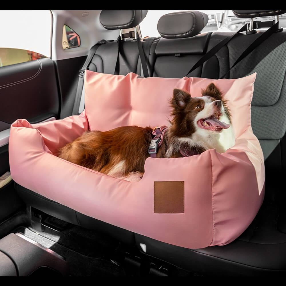 Dog Car Seat Bed - Bolster Design, Three Harness Attachments