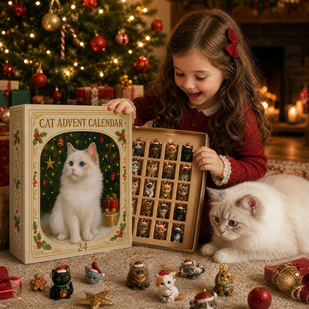 Collectible cat figurines from the advent calendar