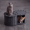 Cat Bed | C-Shaped Cave Design, Built-In Scratcher 0