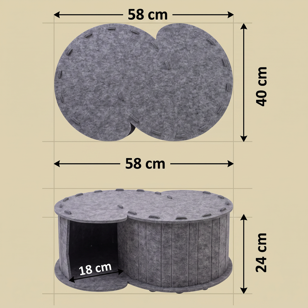 Cat Bed | C-Shaped Cave Design, Built-In Scratcher 4
