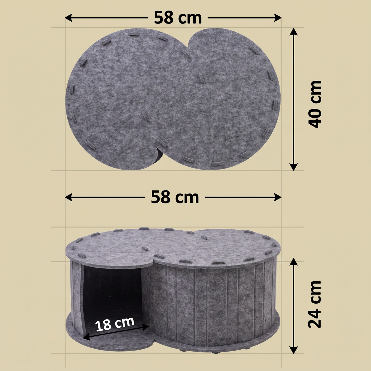 Cat Bed | C-Shaped Cave Design, Built-In Scratcher 4