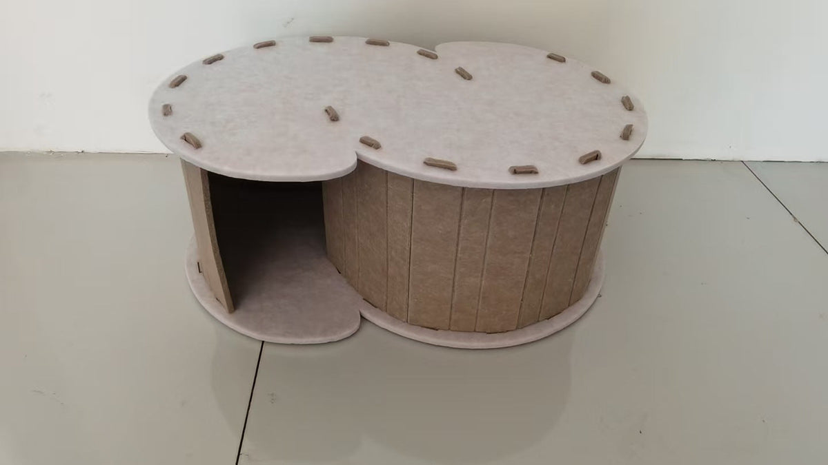 Cat Bed | C-Shaped Cave Design, Built-In Scratcher 6