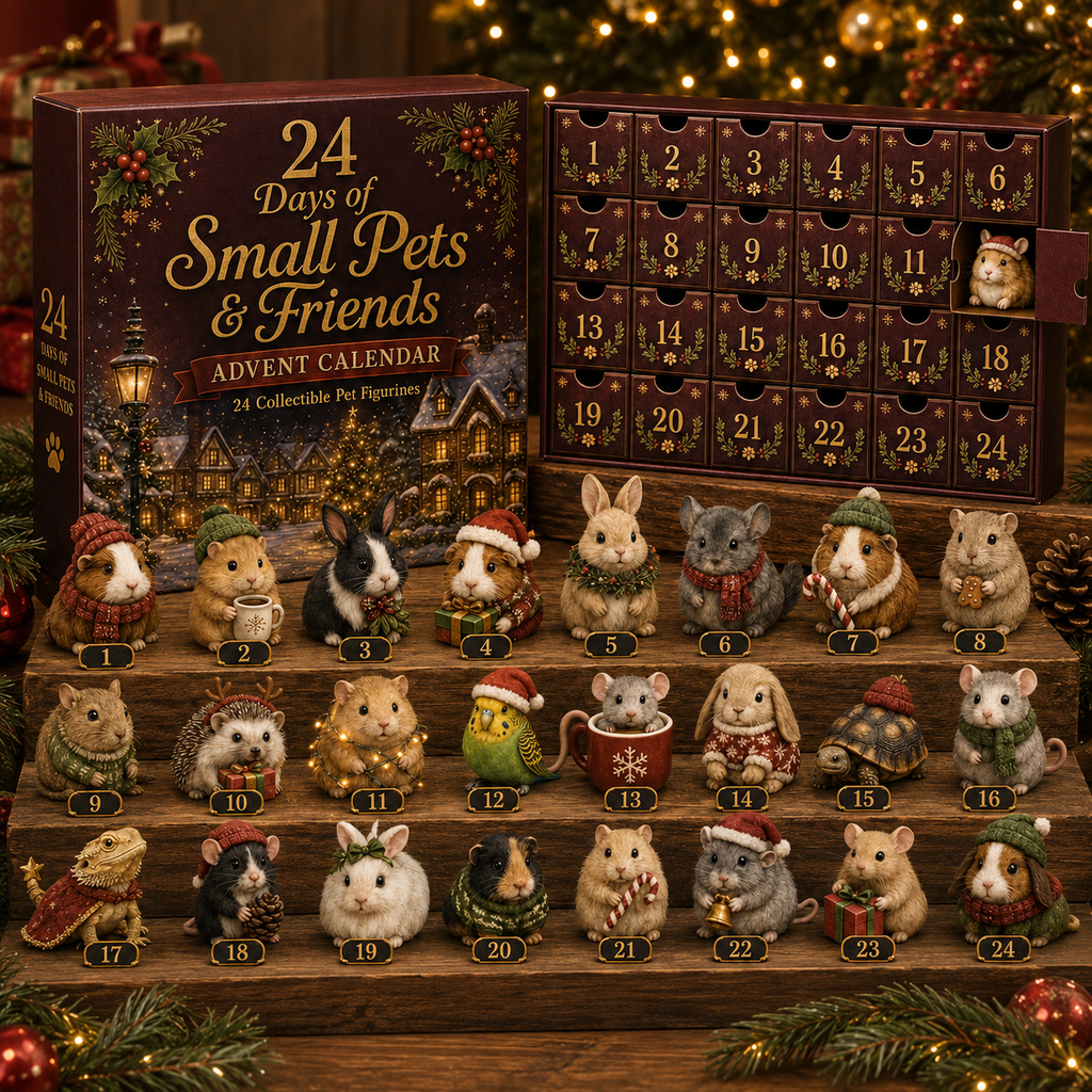 Small pets advent calendar with 24 numbered doors