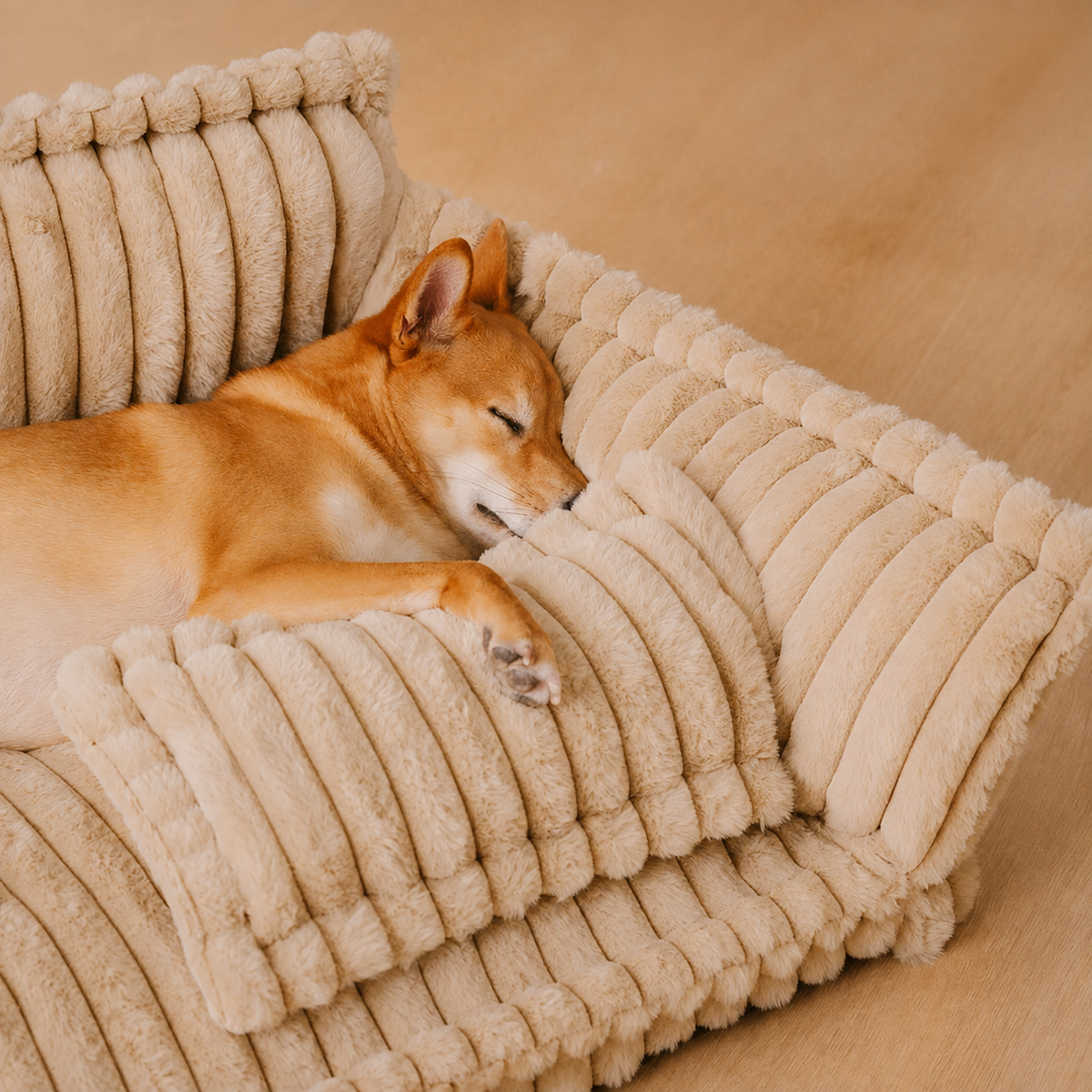 Fluffy Orthopaedic Dog Bed with Headrest