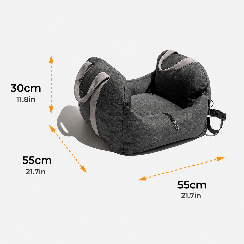 Dog Car Travel Bed with Adjustable Safety Leashes