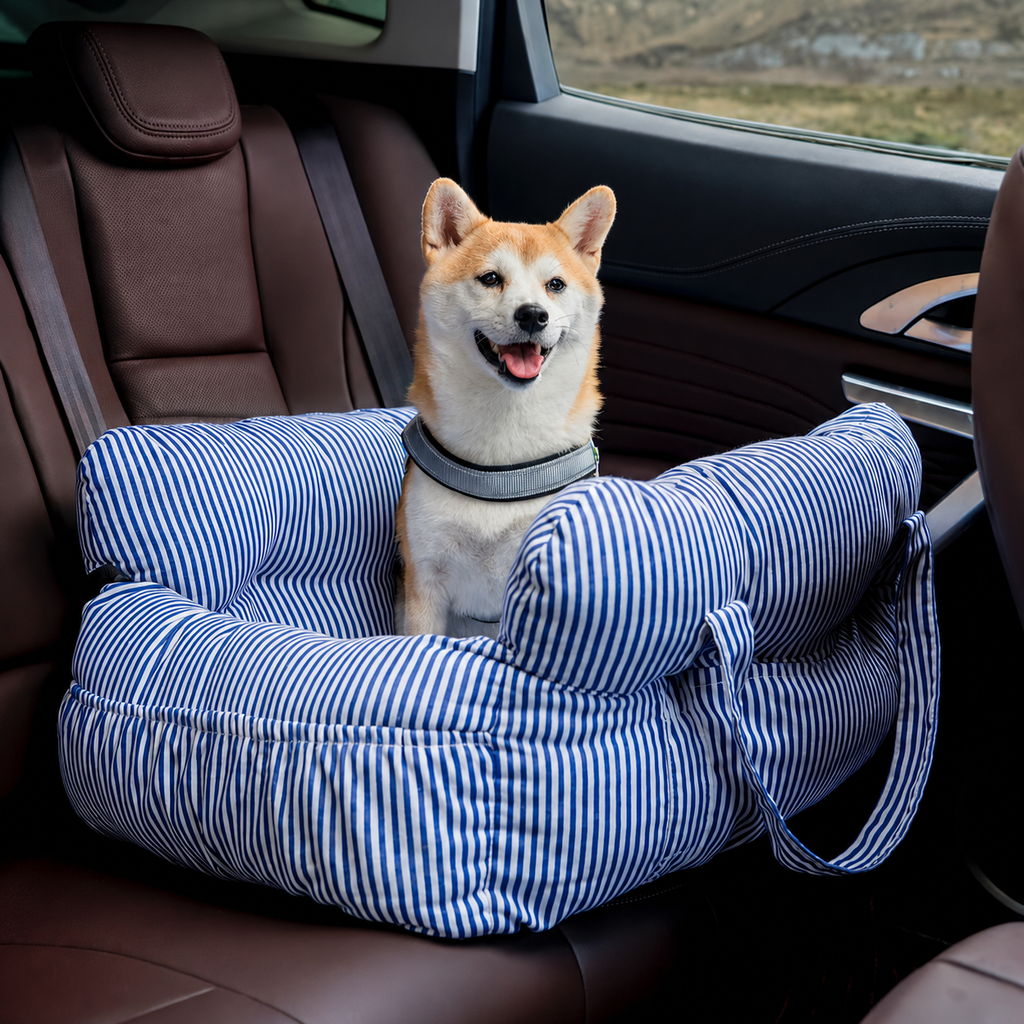 Dog Car Travel Bed with Adjustable Safety Leashes