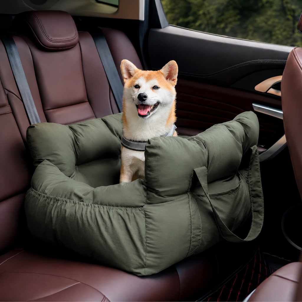 Dog Car Travel Bed with Adjustable Safety Leashes