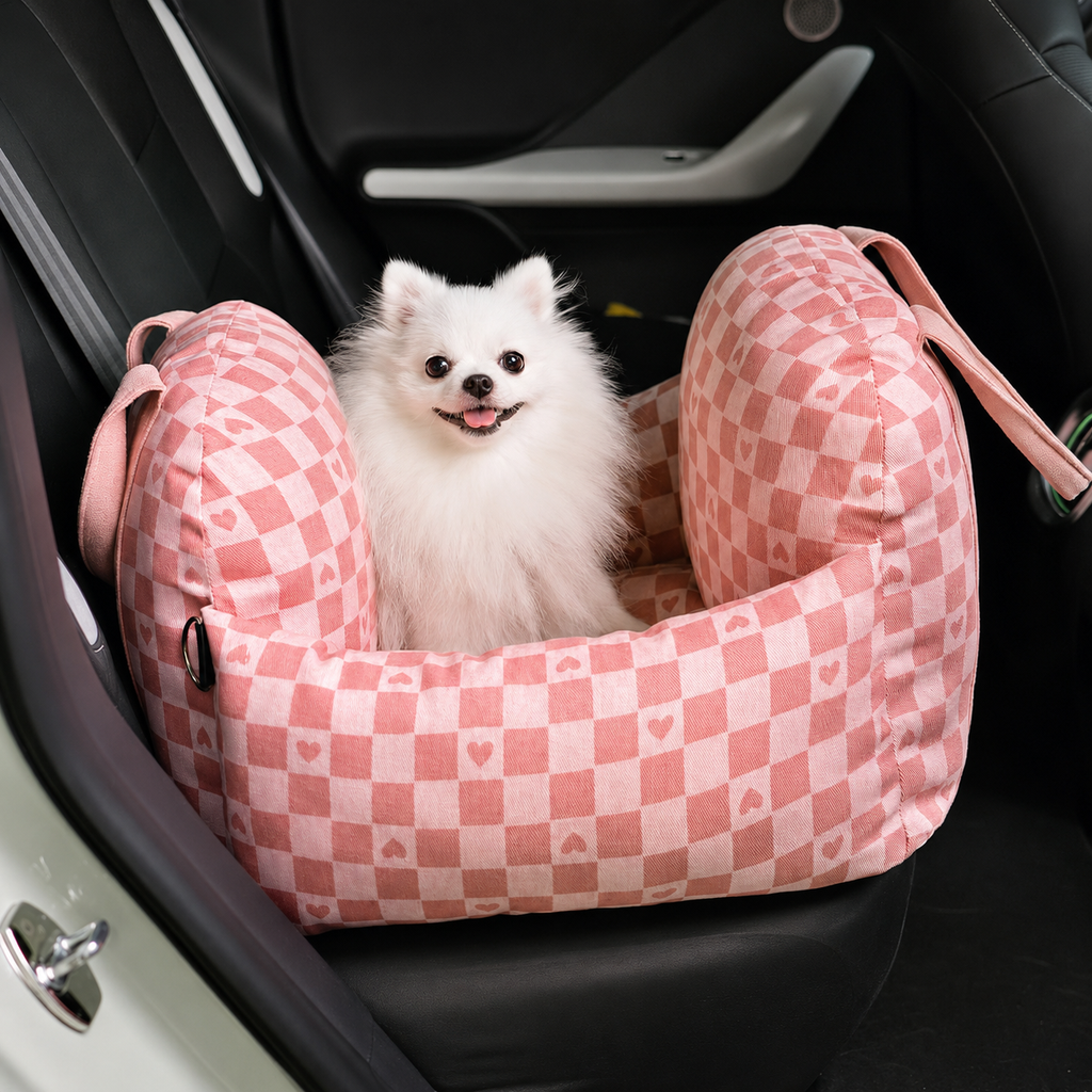 Dog Car Travel Bed with Adjustable Safety Leashes
