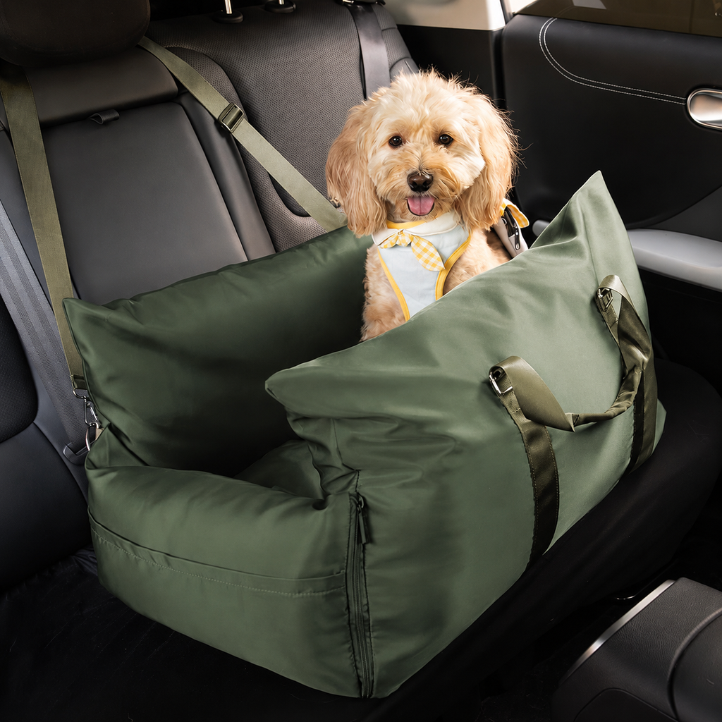 Dog Car Travel Bed with Adjustable Safety Leashes