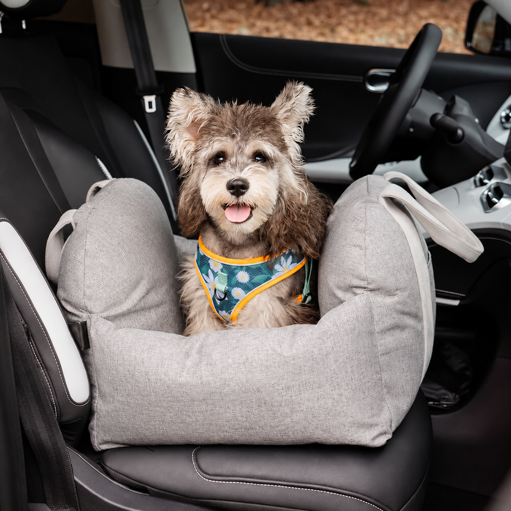 Dog Car Travel Bed with Adjustable Safety Leashes